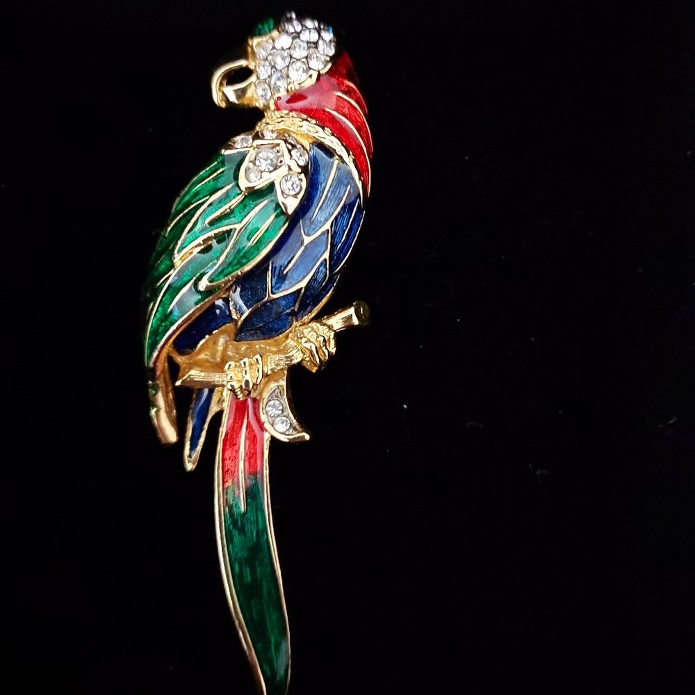 Women Brooch Pin Parrot Rhinestones